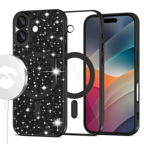 iPhone 17 - Husa iPhone 17 MagSparks Glitter MagSafe, Black