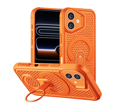 iPhone 17 - Husa iPhone 17 MeshMag KickStand MagSafe, Orange