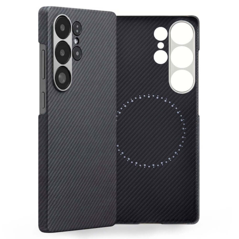 iPhone 17 Pro Max - Husa iPhone 17 Pro Max Aramid PTK Kevlar MagSafe, Dark Grey Lines