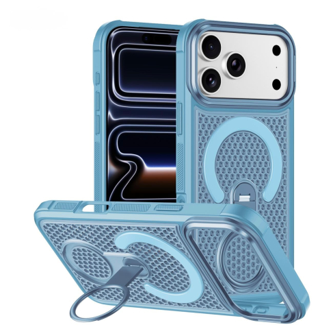 iPhone 17 Pro - Husa iPhone 17 Pro MeshMag KickStand MagSafe, Light Blue