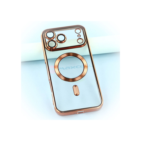 Huse telefoane - Husa iPhone 17 Pro » Plating MagCase, TPU Clear, frame GOLD