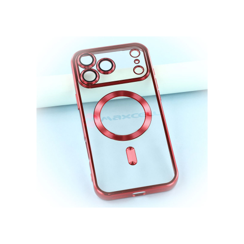 Huse telefoane - Husa iPhone 17 Pro » Plating MagCase, TPU Clear, frame RED