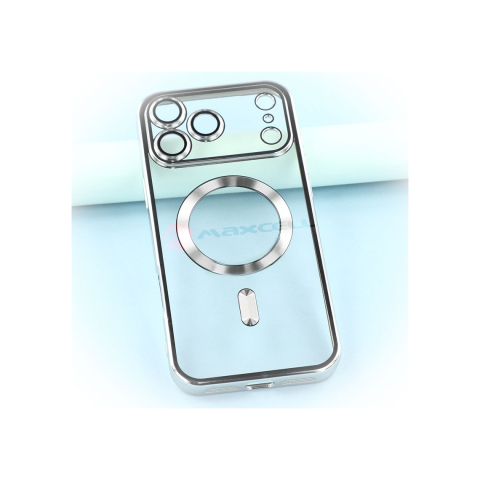 Huse telefoane - Husa iPhone 17 Pro » Plating MagCase, TPU Clear, frame SILVER