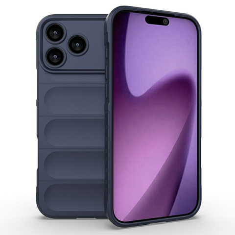 iPhone 17 Pro - Husa iPhone 17 Pro Wave Grip Microfiber ShockProof, Navy Blue
