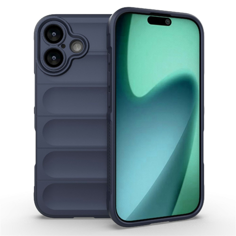 iPhone 17 - Husa iPhone 17 Wave Grip Microfiber ShockProof, Navy Blue