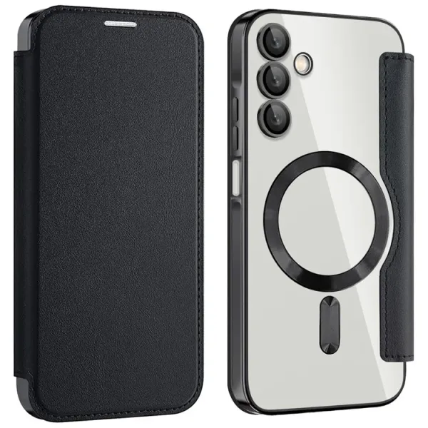 Galaxy A15 - Husa Samsung Galaxy A15 (A156) Magnet Rfid Protect Leather Chrome Edge Black