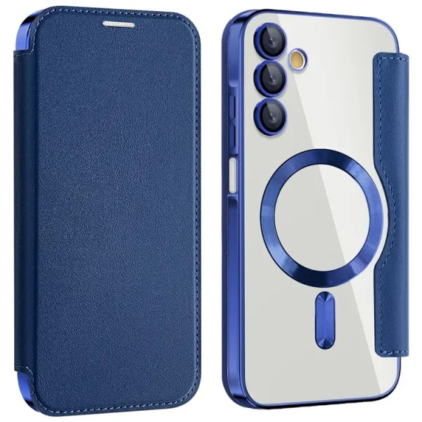 Galaxy A15 - Husa Samsung Galaxy A15 (A156) Magnet Rfid Protect Leather Chrome Edge Navy Blue