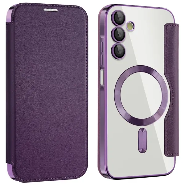 Galaxy A15 - Husa Samsung Galaxy A15 (A156) Magnet Rfid Protect Leather Chrome Edge Purple