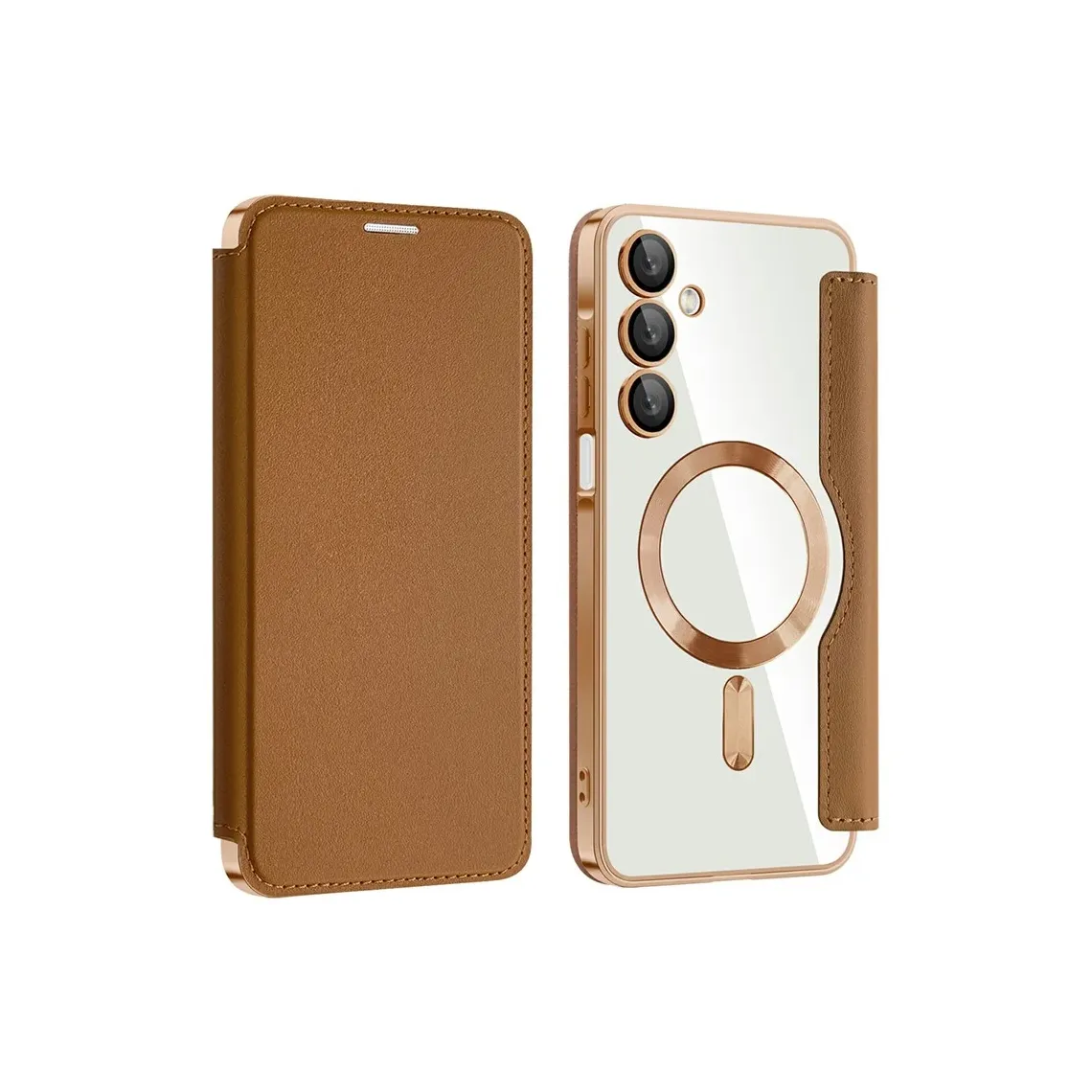 Galaxy A16 - Husa Samsung Galaxy A16 (A166) Magnet Rfid Protect Leather Chrome Edge Gold