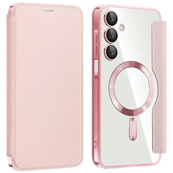 Galaxy A16 - Husa Samsung Galaxy A16 (A166) Magnet Rfid Protect Leather Chrome Edge Pink