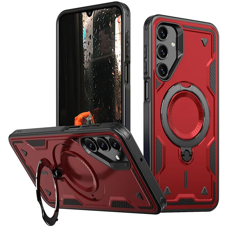 Galaxy A55 5G - Husa Samsung Galaxy A55 5G Hybrid Armor MagRing MultiAngle, Red