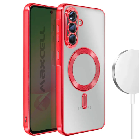 Galaxy A55 5G - Husa Samsung Galaxy A55 5G Plating ElectroEdge MagSafe, Red