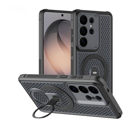Huse Samsung - Husa Samsung Galaxy A57 5G MeshMag cu MagSafe, inel si stand, Black