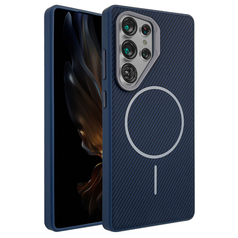 Galaxy S25 - Husa Samsung Galaxy S25 MagFiber Carbon MagSafe, Blue