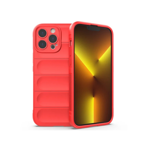 iPhone 14 Pro Max - Husa Wave » iPhone 14 Pro Max - Grip Microfiber, ShockProof, Pure Red