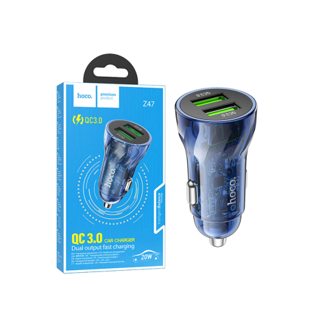 Incarcatoare si Baterii Externe - Încărcător auto 20W, 2xUSB-A– Hoco