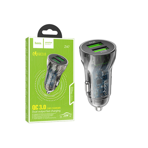 Incarcatoare si Baterii Externe - Încărcător auto 20W, 2xUSB-A– Hoco