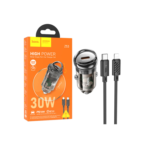 Incarcatoare si Baterii Externe - Încărcător auto 30W, 1xUSB-C, PD + cablu inclus– Hoco