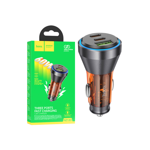 Incarcatoare si Baterii Externe - Încărcător auto 60W, 2xUSB-C, 1xUSB-A, PD, QC3.0– Hoco