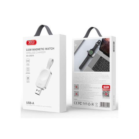 Incarcatoare si Baterii Externe - Incarcator Wireless, Apple Watch, Magnetic, 2.5W, Qi Charging, USB-A, Portabil, White – XO CX019