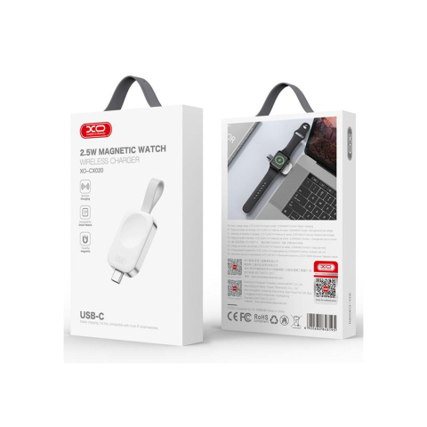 Incarcatoare si Baterii Externe - Incarcator Wireless, Apple Watch, Magnetic, 2.5W, Qi Charging, USB-C, Portabil, White – XO CX020