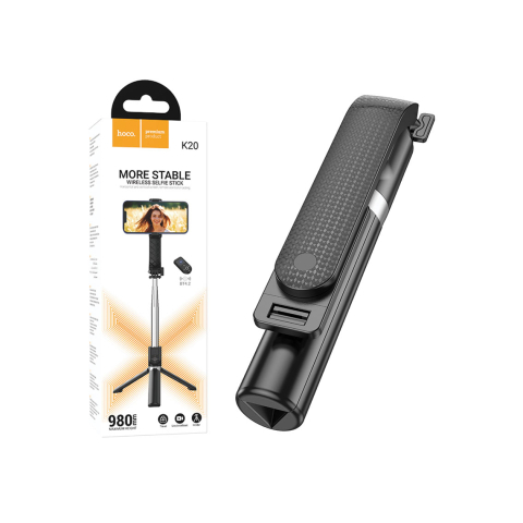 Selfie stick/Trepiede - Selfie stick, BT, telecomandă – Hoco K20 (Black)
