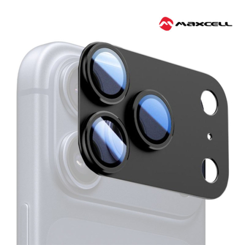 iPhone 17 Pro Max - Set Protecție Camere iPhone 17 Pro Max MagicBox - KIT Complet, FullGlue Metallic Cover și Sticlă Safir, Black