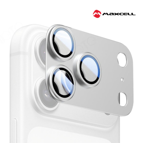 iPhone 17 Pro Max - Set Protecție Camere iPhone 17 Pro Max MagicBox - KIT Complet, FullGlue Metallic Cover și Sticlă Safir, SILVER