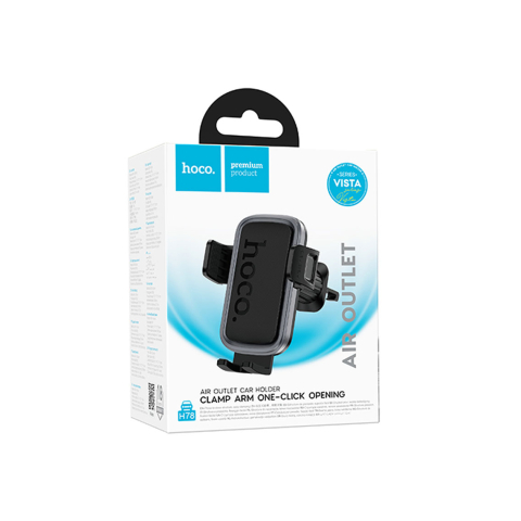 Suporturi Auto - Suport Auto Auto, cleme laterale, montaj Ventilatie, PushType, AutoGravity, Metallic, BLACK – Hoco H78