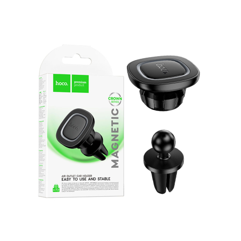 Suporturi Auto - Suport  Auto, Magnetic, montaj Ventilatie, MagRing Magnet, Metallic, Grey/BLACK – Hoco H72