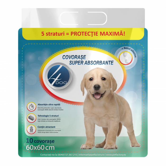 4Dog covorase absorbante 60x60 10buc [1]