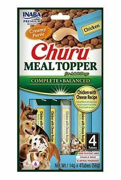 Churu Meal Topper Recompense Cremoase pentru Caini Reteta cu Pui si Branza 4x14g [1]
