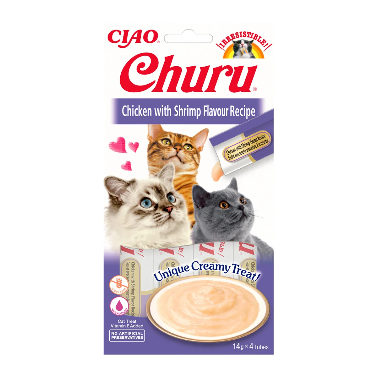 Churu Recompensa Cremoasa cu Pui si Creveti 4x14g [1]