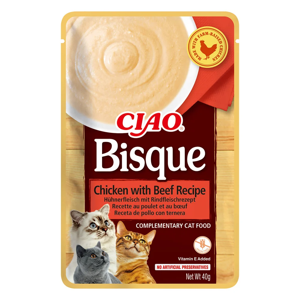 Ciao Churu Bisque pentru Pisici cu Pui si Vita 40g [1]