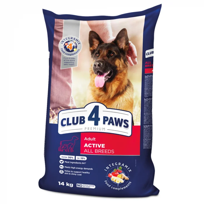 CLUB 4 PAWS Active, Hrana uscata caini activi adulti Toate rasele 14kg [1]