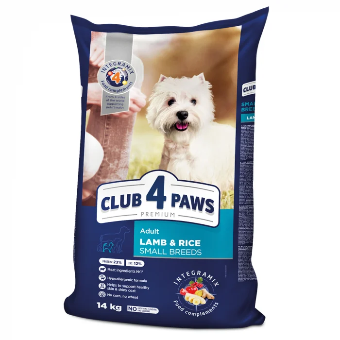 CLUB 4 PAWS Hrana uscata caini adulti de talie mica Miel si Orez 14kg [1]