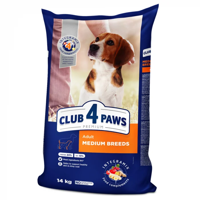 CLUB 4 PAWS Hrana uscata caini adulti Talie medie Pui 14kg [1]