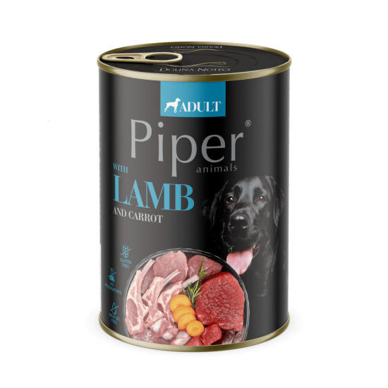 Hrana umeda pentru caini PIPER DOG miel si morcov 800g [1]