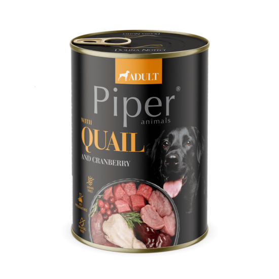 Hrana umeda pentru caini PIPER DOG prepelita si merisoare 400g [1]