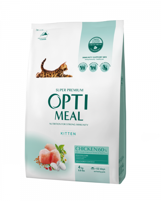 OPTIMEAL Kitten, Hrana uscata pisici junior Pui 4kg [1]