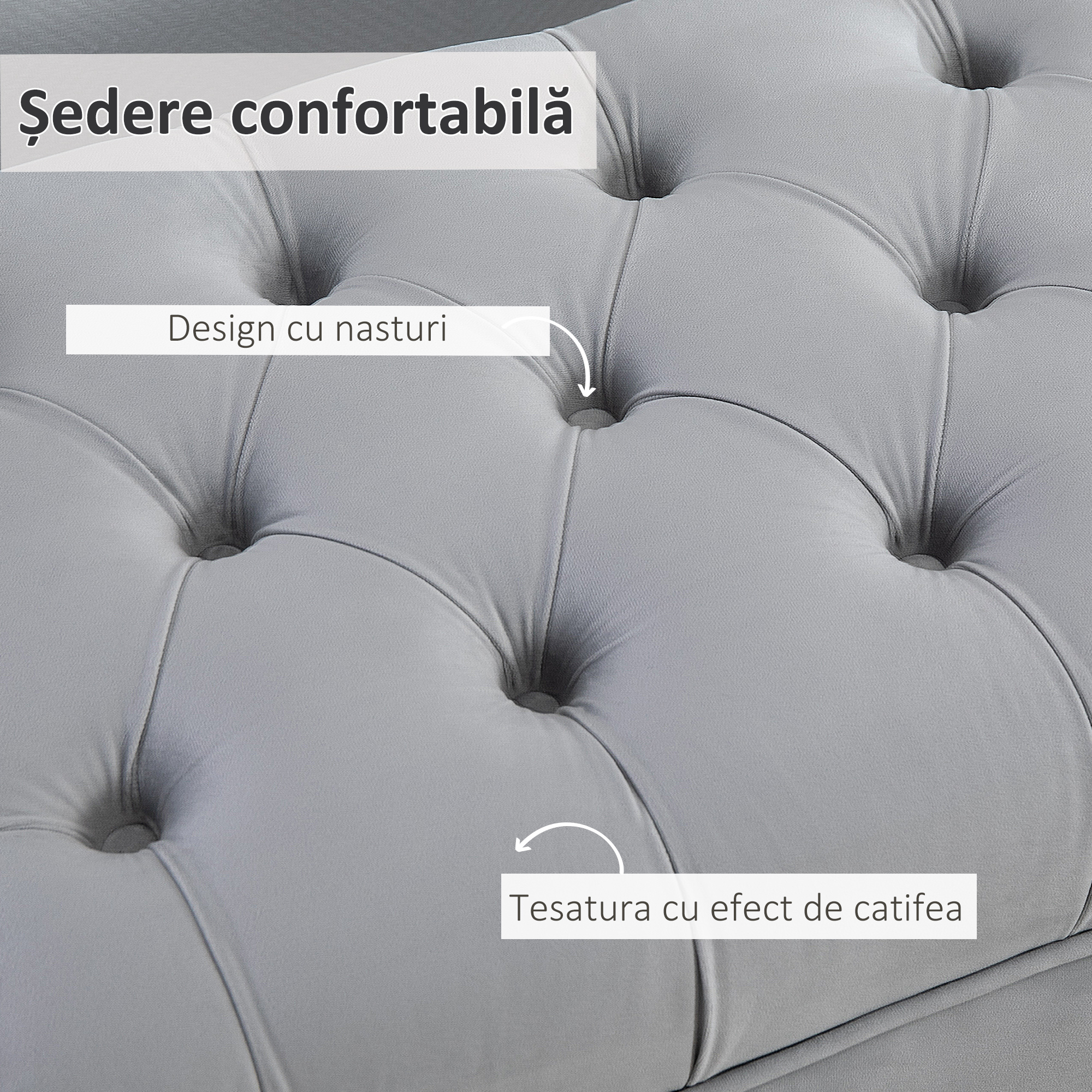  Banca Capitonata din tesatura Catifelata pentru Dormitor & Hol, Banca Eleganta la Capatul Patului cu Picioare Metalice [5]