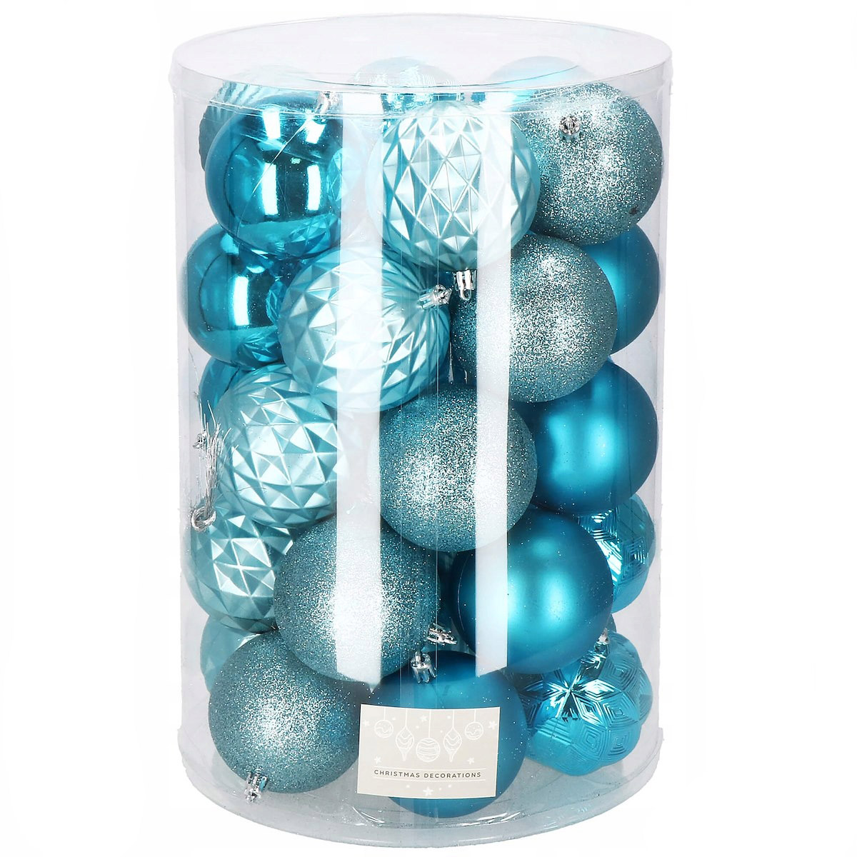 Decoratiuni si articole casa - Set globuri de Craciun, 30 bucati, 6 modele, 8cm, albastru