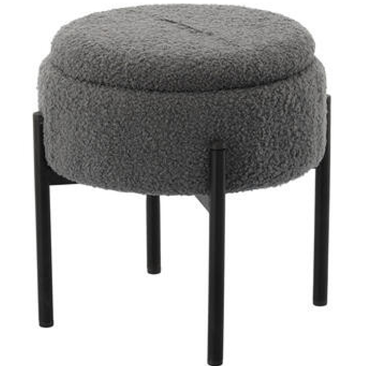 Mobila - Taburet pentru copii, rotund, spatiu depozitare, 31x28cm, maxim 50kg, gri