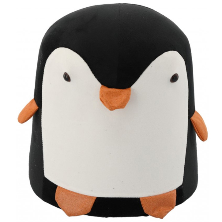 Mobila - Taburet pentru copii, 28x25cm, maxim 50kg, model pinguin negru