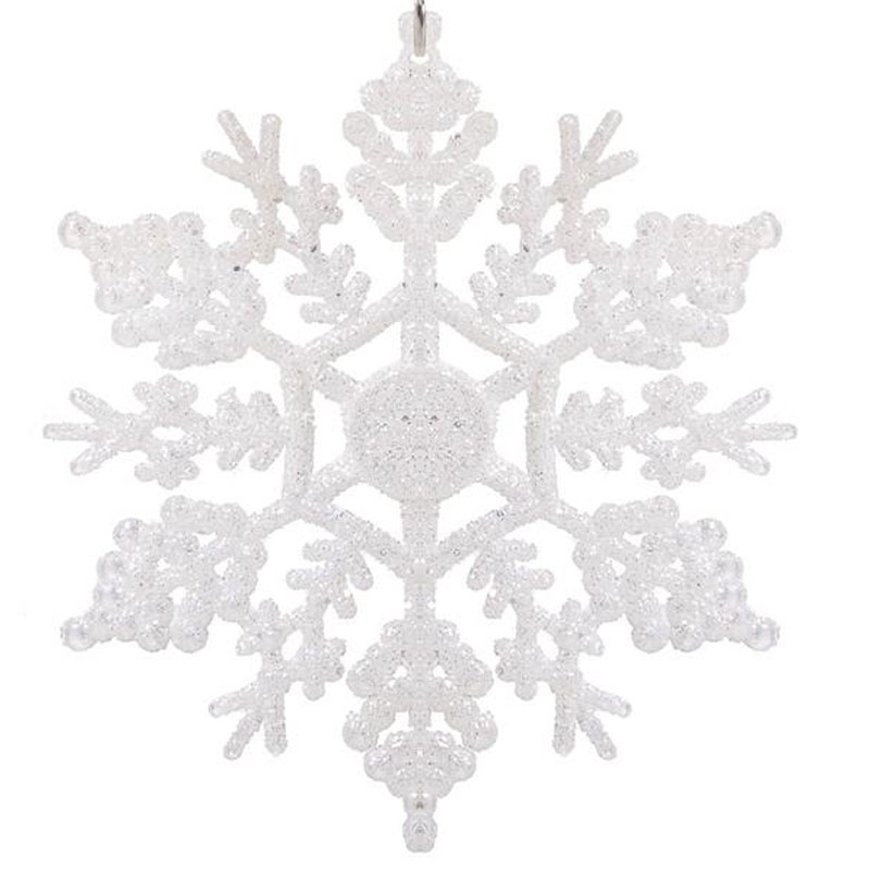 Decoratiuni si figurine - Decoratiune brad fulg de zapada, 13cm, alb cu sclipici