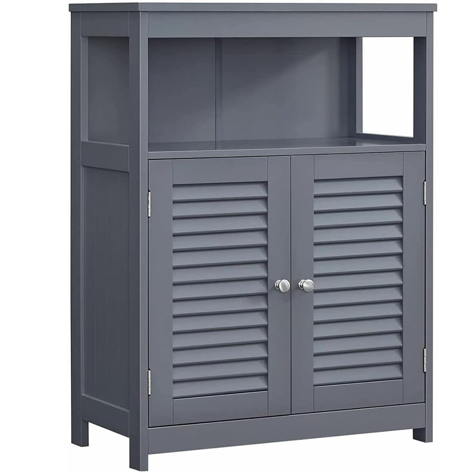 VASAGLE Dulap tip comoda pentru baie, cu rafturi reglabile si 2 usi, 30x60x80 cm, gri [1]