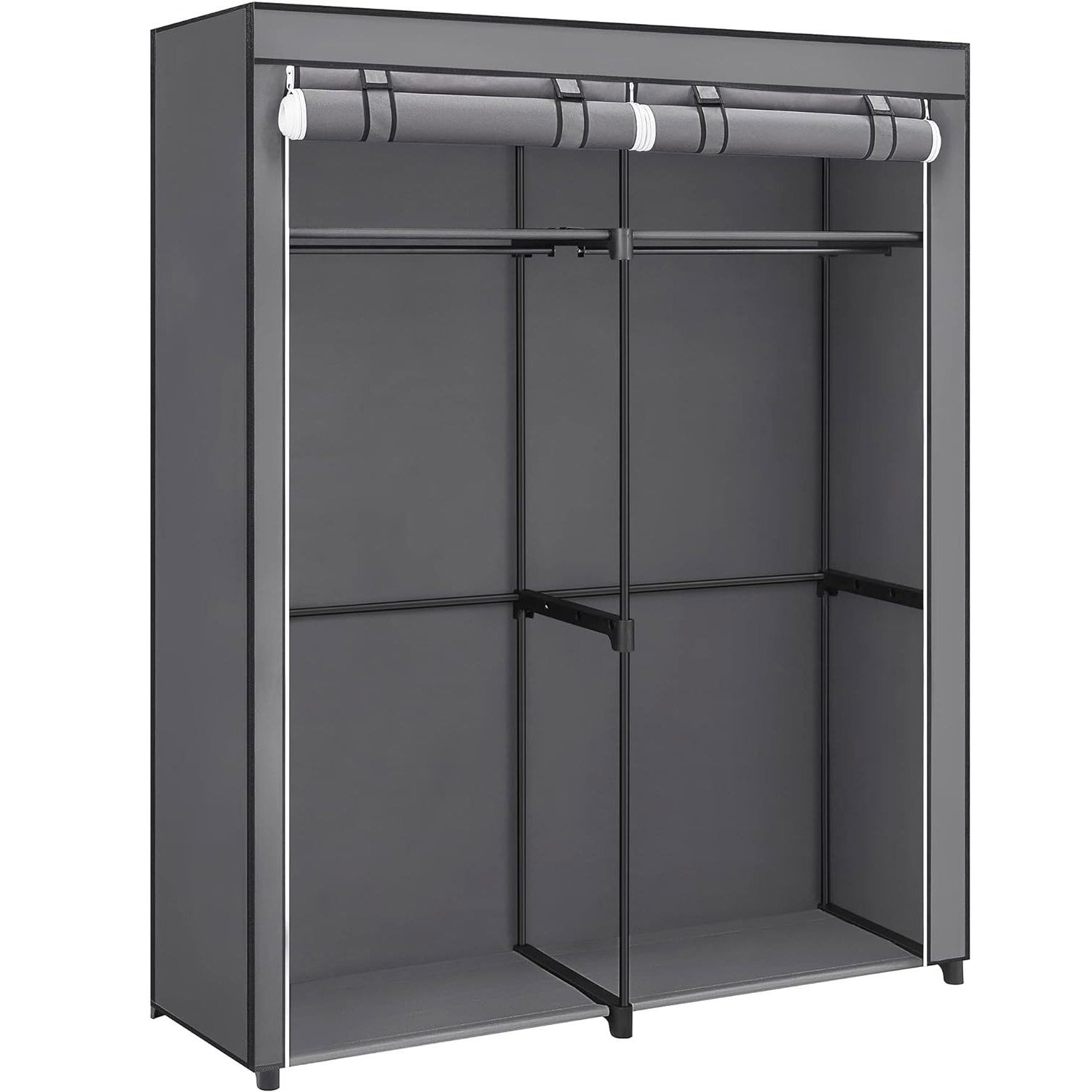 Decoratiuni si articole casa - SONGMICS Garderoba pentru depozitarea hainelor, din material textil, cu 2 bare pentru umerase, 43x140x174cm, gri