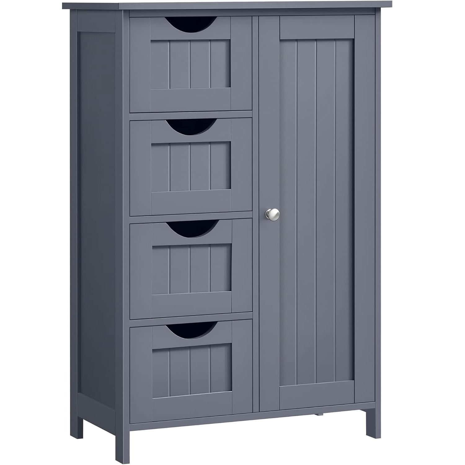 Mobila - VASAGLE Dulap de baie, din MDF, cu 4 sertare, raft reglabil, 30x55x82 cm, gri