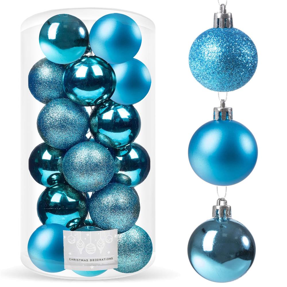 Set globuri de Craciun, 20 bucati, 3 modele, 4cm, albastru [2]