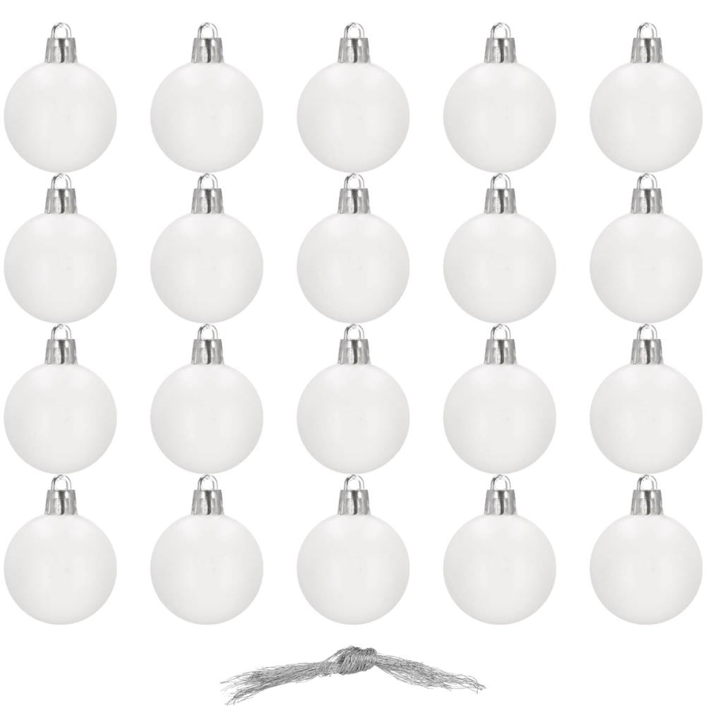 Set globuri de Craciun, 20 bucati, 3 modele, 4cm, alb [2]